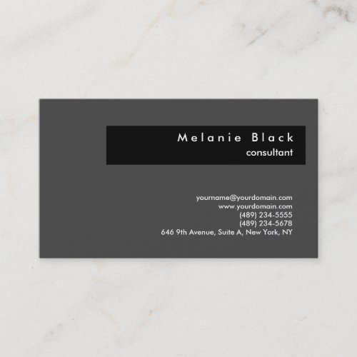 Modern Professional Grey Black Consultant Manager Business Card