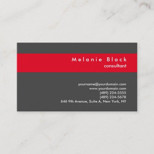 Modern Professional Grey Red Consultant Manager Business Card