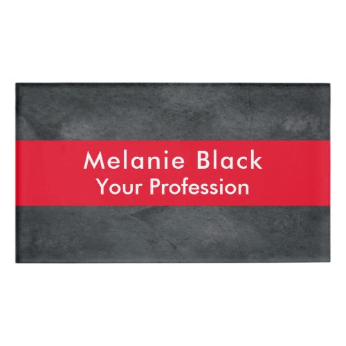 Modern Professional Grey Red Stylish Trendy Name Tag