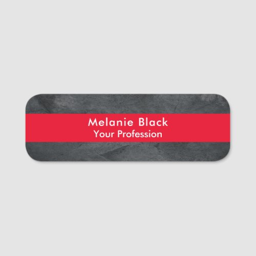 Modern Professional Grey Red Stylish Trendy Name Tag