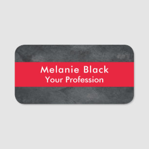 Modern Professional Grey Red Stylish Trendy Name Tag