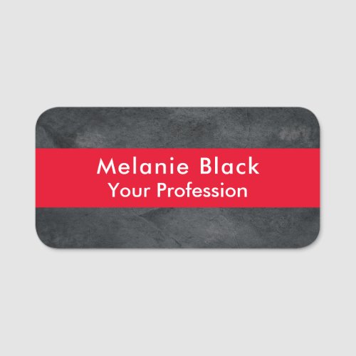 Modern Professional Grey Red Stylish Trendy Name Tag