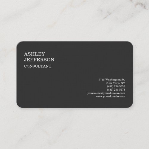 Modern Professional Grey Trendy Minimalist Elegant Business Card