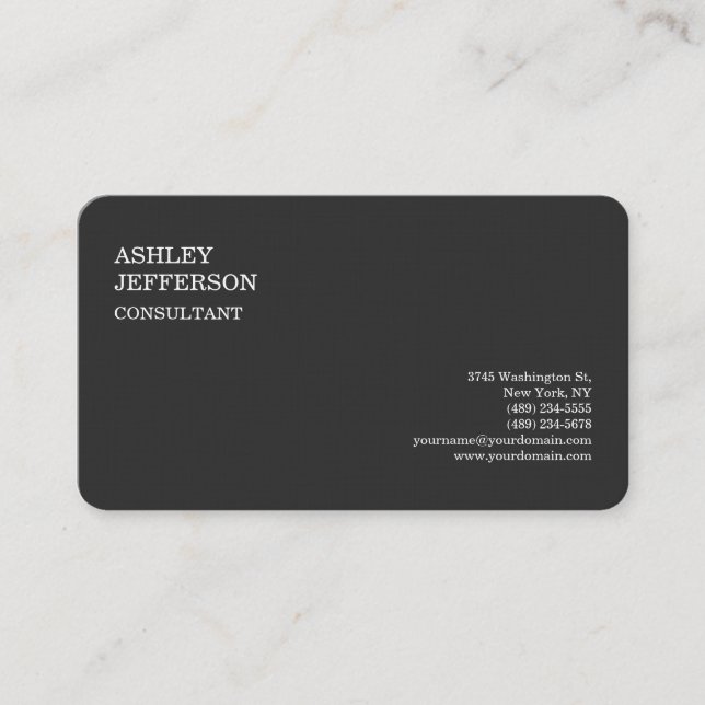 Modern Professional Grey Trendy Minimalist Elegant Business Card (Front)