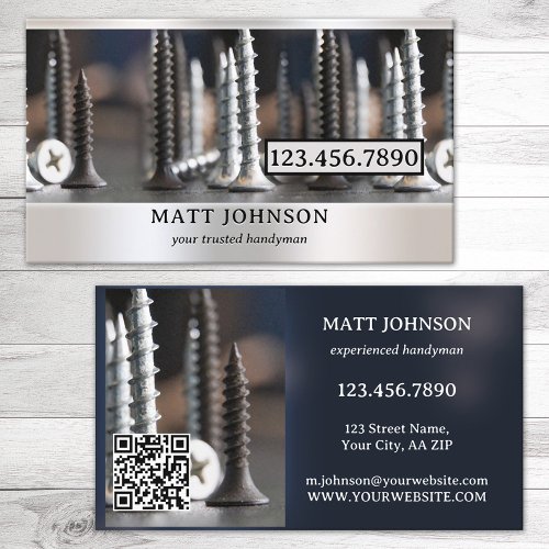 Modern Professional Handyman QR Code Business Card