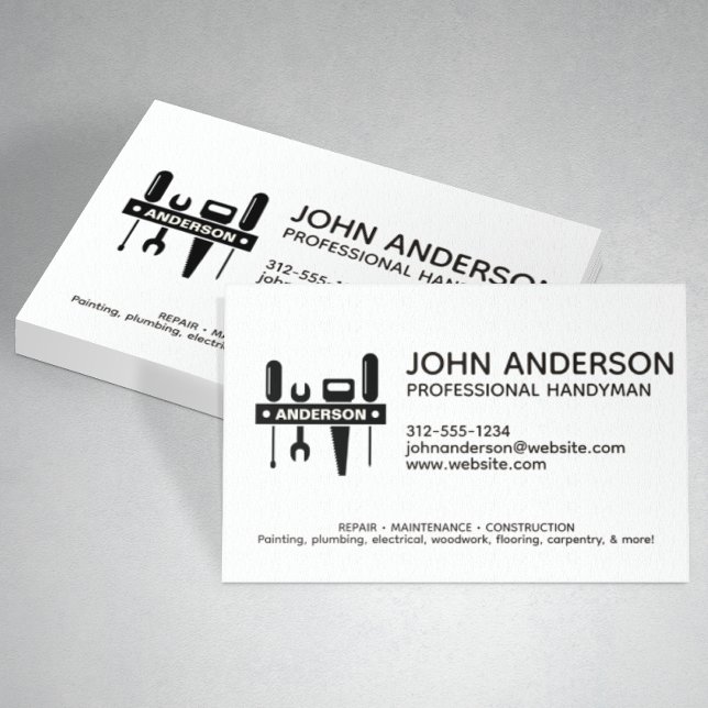 Modern Professional Handyman Services Business Card (Creator Uploaded)