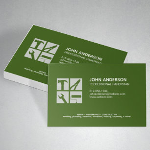 Modern Professional Handyman Services Green Business Card