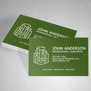 Modern Professional Handyman Services Green Business Card
