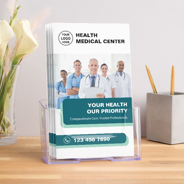 Modern Professional Health Clinic Doctor Tri-Fold Brochure (Insitu)