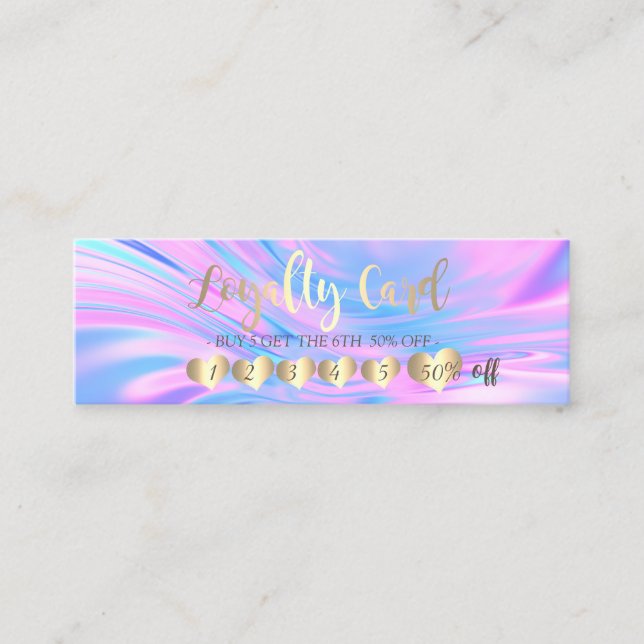 Modern Professional Hearts Opal Holographic Loyalty Card (Front)