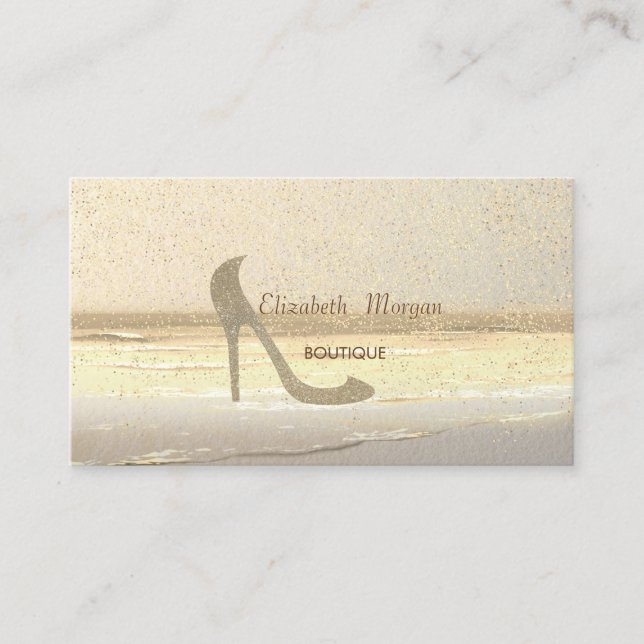 Modern Professional  High Heel,Gold Confetti Business Card (Front)