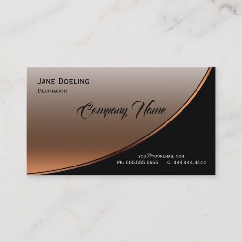 Modern Professional Highlight Black Bronze Copper Business Card