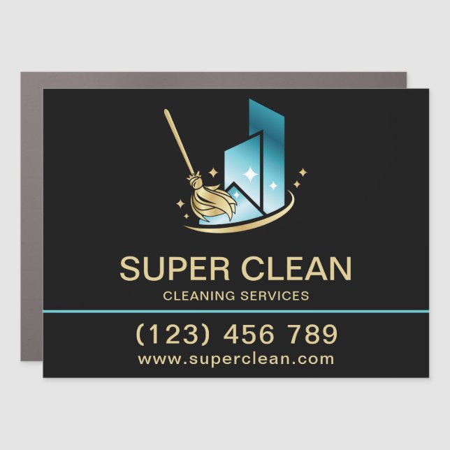 Modern Professional House Cleaning Services Car Magnet (Front)