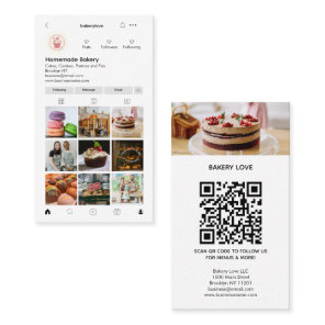 Modern Professional Instagram Photo QR Code Bakery Business Card
