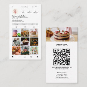 Modern Professional Instagram Photo QR Code Bakery Business Card