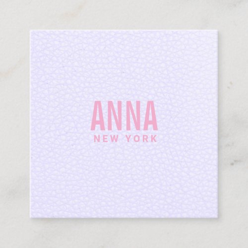 Modern Professional Lavender  Pink Leather  Square Business Card