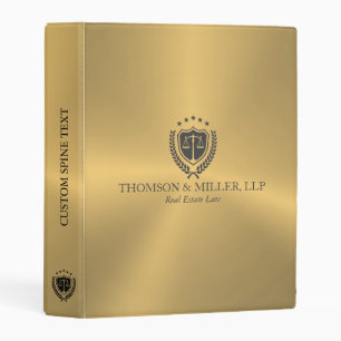 Modern Professional Law Office Metallic Gold Mini Binder