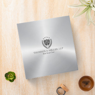 Modern Professional Law Office Metallic Silver 3 Ring Binder
