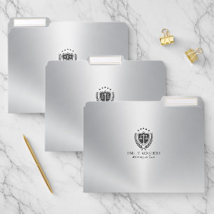 Modern Professional Law Office Metallic Silver File Folder