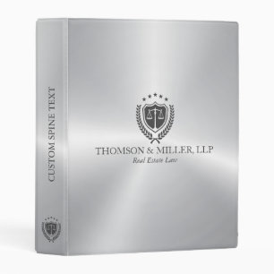 Modern Professional Law Office Metallic Silver Mini Binder