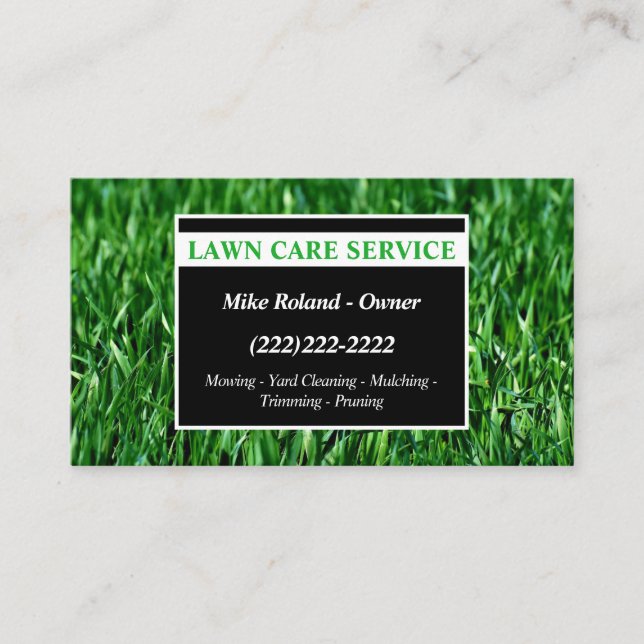 Modern Professional Lawn Care Gardener Services Business Card (Front)