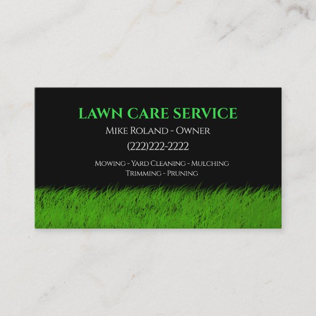 Modern Professional Lawn Care Gardener Services Business Card (Front)