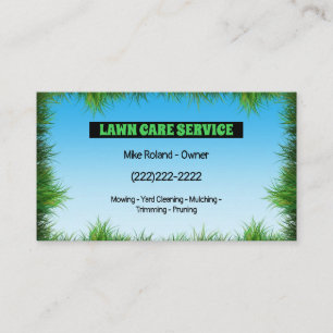 Modern Professional Lawn Care Gardener Services Business Card