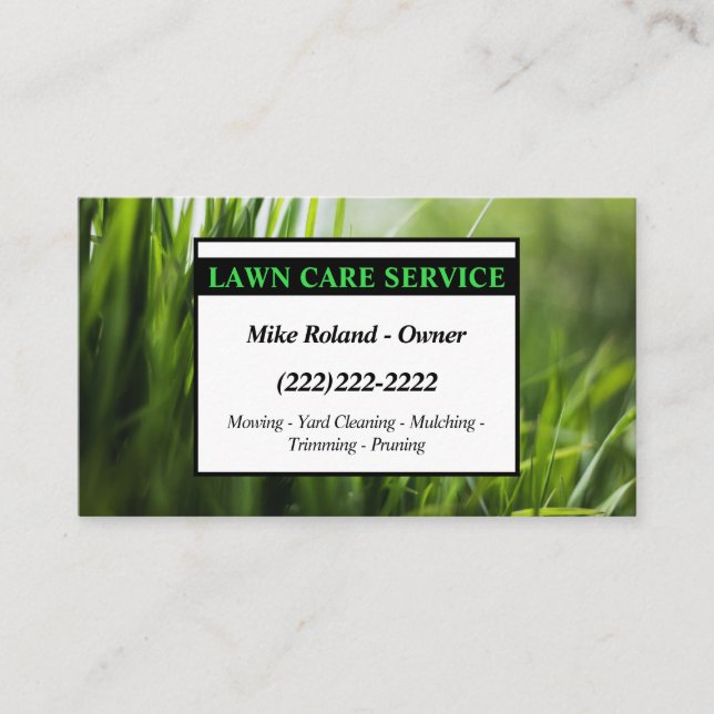 Modern Professional Lawn Care Gardener Services Business Card (Front)