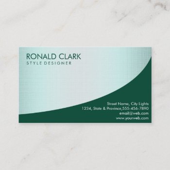 Modern Professional Linen Green Elegant Business Card by tsrao100 at Zazzle