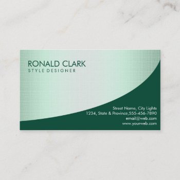 Modern Professional Linen Green Elegant Business Card by tsrao100 at Zazzle