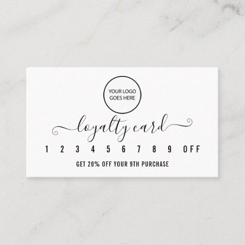 Modern Professional Logo Black And White Loyalty Card