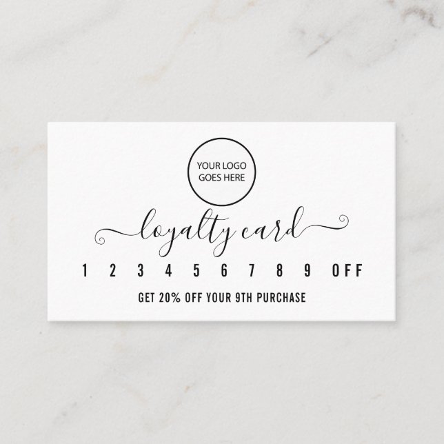 Modern Professional Logo Black And White Loyalty Card (Front)