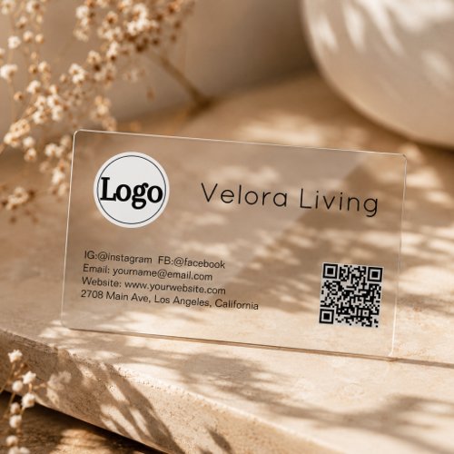 Modern Professional Logo QR Code  Clear Business Cards