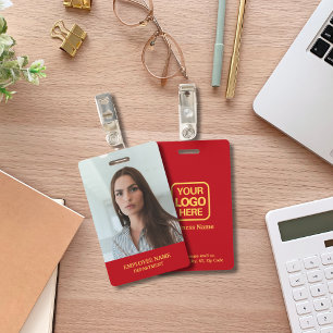 Modern Professional Logo Red Gold Employee Photo Badge