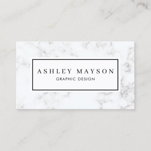 Modern Professional Luxe Minimalist White Marble Business Card