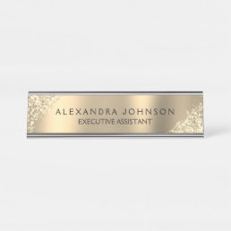 Modern Professional Luxury Gold Sparkle Glitter Desk Name Plate