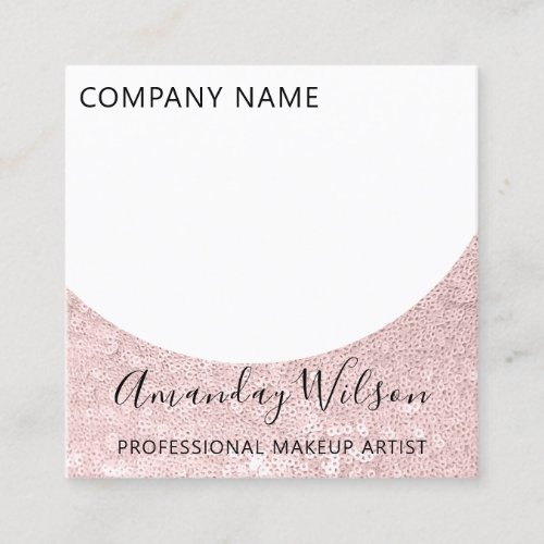 Modern Professional Makeup Artist Blogg Pink Rose Square Business Card