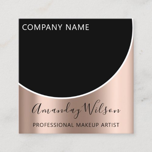Modern Professional Makeup Artist Influencer Rose Square Business Card