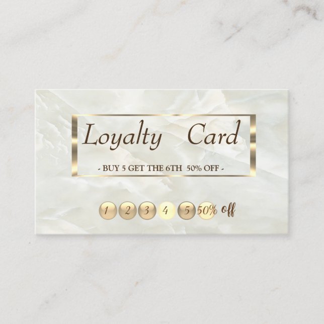 Modern Professional Marble,Gold Frame Loyalty Card (Front)