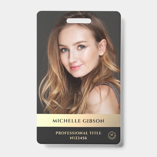 Modern Professional Marketing Elegant Black Gold Badge (Front)