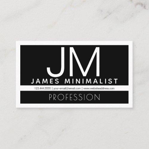 Modern Professional Minimal Design  Black  White Business Card