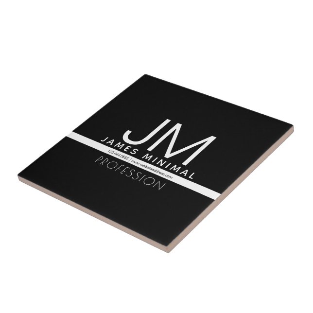 Modern Professional Minimal Design | Black & White Ceramic Tile (Side)