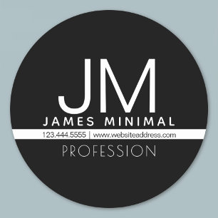 Modern Professional Minimal Design Black & White Classic Round Sticker