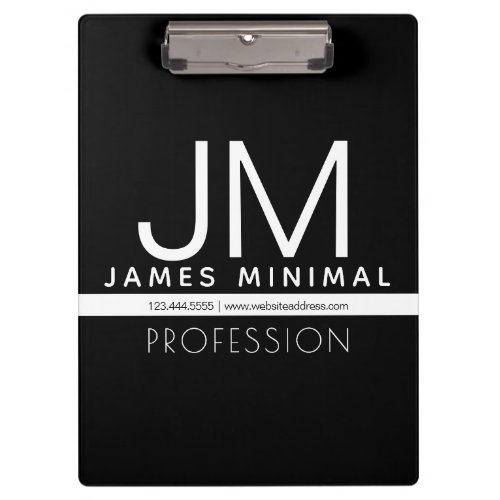 Modern Professional Minimal Design  Black  White Clipboard