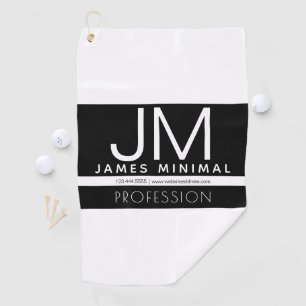 Modern Professional Minimal Design   Black & White Golf Towel