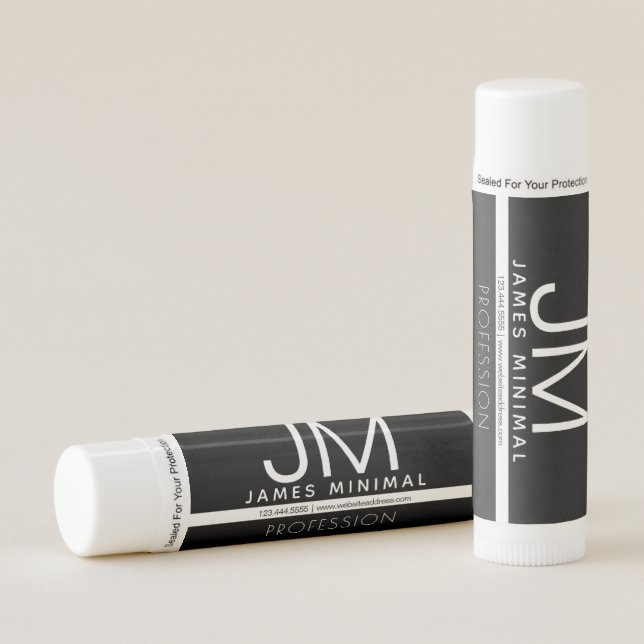 Modern Professional Minimal Design | Black & White Lip Balm (Front)