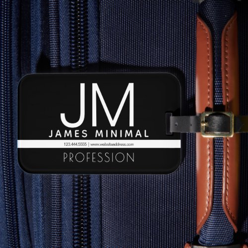 Modern Professional Minimal Design  Black  White Luggage Tag