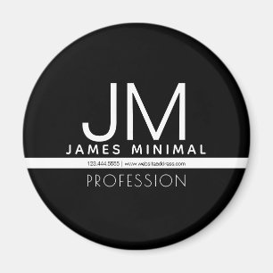 Modern Professional Minimal Design   Black & White Magnet
