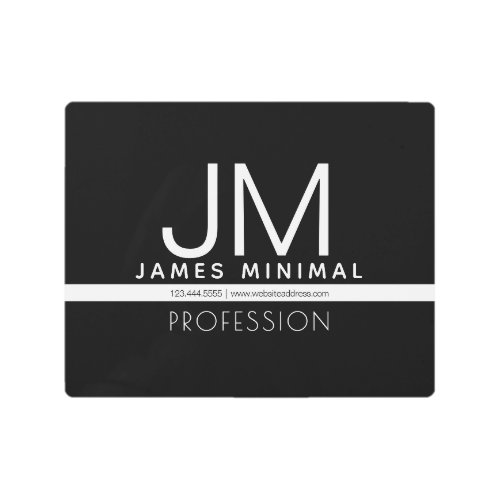 Modern Professional Minimal Design  Black  White Metal Print