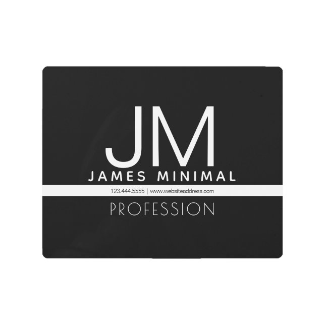 Modern Professional Minimal Design | Black & White Metal Print (Front)